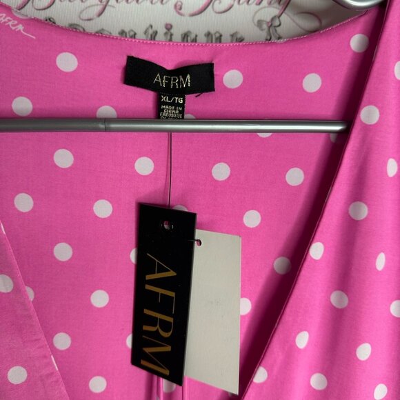 AFRM bodysuit Pink Polka Dot white brand new with tags XL Top stretchy cute - Picture 4 of 12